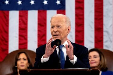 U. S.  President Joe Biden delivers the State of the Union address to a joint session of Congress at the U. S.  Capitol in Washington, DC, U. S, March 1, 2022.   Saul Loeb / Pool via REUTERS