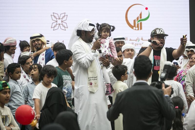 Children get involved in the on stage activities at Yas Mall. Mona Al Marzooqi / The National