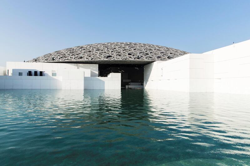 Abu Dhabi, United Arab Emirates, November 6, 2017:    General view of the Louvre Abu Dhabi during the media tour ahead of opening day on Saadiyat Island in Abu Dhabi on November 6, 2017. The Louvre Abu Dhabi will open November 11th. Christopher Pike / The National

Reporter: Mina Aldroubi
Section: News