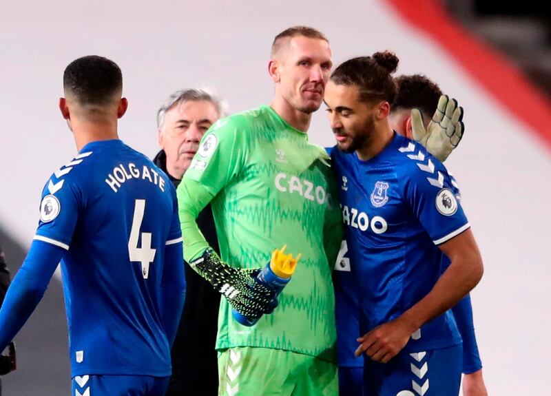 EVERTON RATINGS: Robin Olsen, 5 - A mixed evening for the Swede who thwarted Luke Shaw and Marcus Rashford with smart saves, but was beaten emphatically by Edinson Cavani’s powerful header and a Bruno Fernandes screamer, while the less said about United’s third the better. EPA