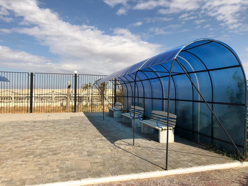 A recreational area for guests of the Seven Winds Hotel in Baikonur cosmodrome. Erica Alkhershi / The National