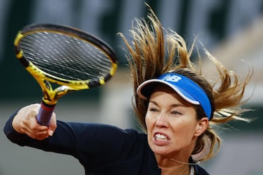 Danielle Collins of the US returns the ball to Tunisia's Ons Jabeur during their women's singles fourth round match. AFP