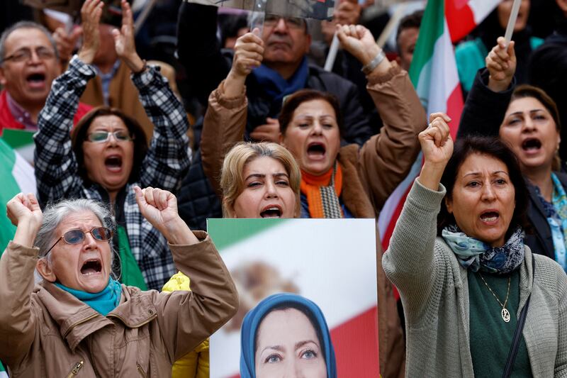 Demonstrators in Brussels, Belgium, raise their voices against the Iranian government. Reuters