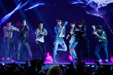 BTS performed a sold-out show in Riyadh on Friday night. AP