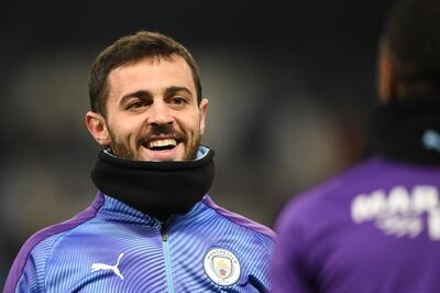 Manchester City's Portuguese midfielder Bernardo Silva warms up before the English Premier League football match between Manchester City and Everton at the Etihad Stadium in Manchester, north west England, on January 1, 2020. RESTRICTED TO EDITORIAL USE. No use with unauthorized audio, video, data, fixture lists, club/league logos or 'live' services. Online in-match use limited to 120 images. An additional 40 images may be used in extra time. No video emulation. Social media in-match use limited to 120 images. An additional 40 images may be used in extra time. No use in betting publications, games or single club/league/player publications.
 / AFP / Oli SCARFF                           / RESTRICTED TO EDITORIAL USE. No use with unauthorized audio, video, data, fixture lists, club/league logos or 'live' services. Online in-match use limited to 120 images. An additional 40 images may be used in extra time. No video emulation. Social media in-match use limited to 120 images. An additional 40 images may be used in extra time. No use in betting publications, games or single club/league/player publications.
