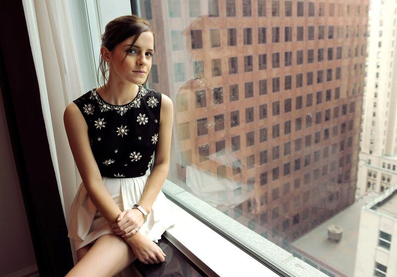 Emma Watson, a cast member in "The Perks of Being a Wallflower," poses for a portrait at the 2012 Toronto Film Festival, Sunday, Sept. 9, 2012, in Toronto. (Photo by Chris Pizzello/Invision/AP) *** Local Caption ***  2012 TIFF Portrait of The Perks of Being a Wallflower Cast.JPEG-068cb.jpg