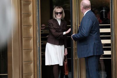 E Jean Carroll leaves the Manhattan court on May 9. AFP