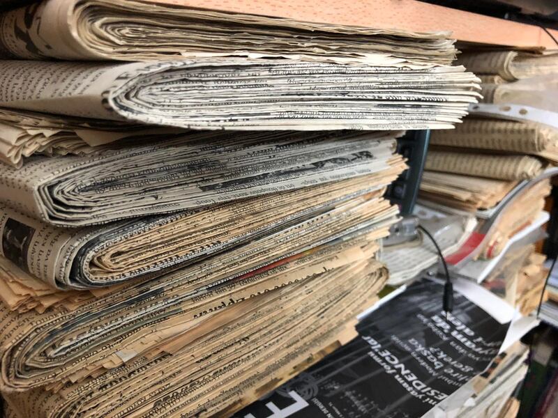 Mihail Vasiliadis, 81, editor in chief of ‘Apoyevmatini’, Istanbul’s oldest daily Greek-language newspaper, which he runs with his son Minas from his apartment. Declan McVeigh / The National
