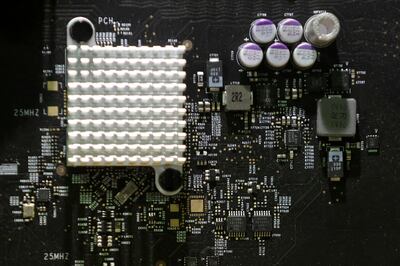 A view of a chip on an electronic device at a shop in Brussels. Reuters