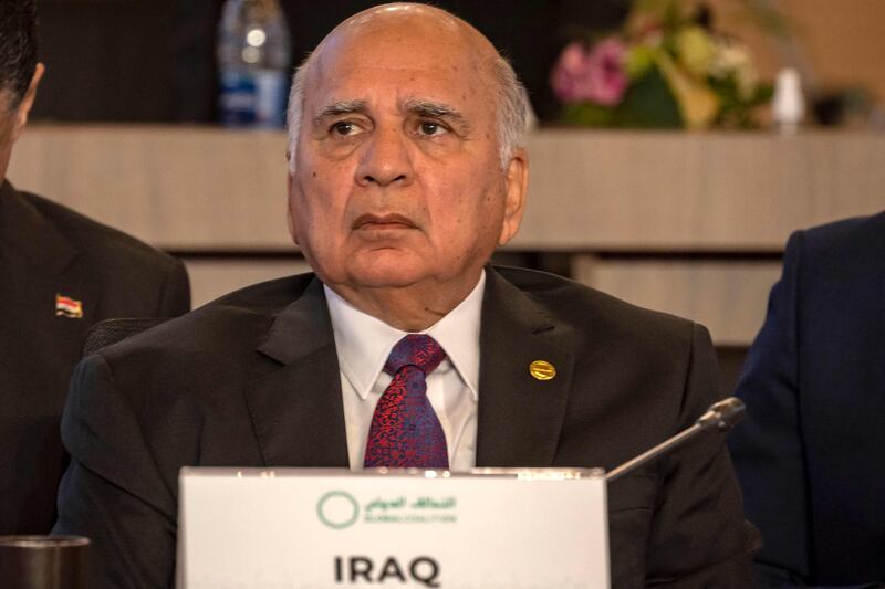 Iraq's Foreign Minister Fuad Hussein at the meeting. AFP