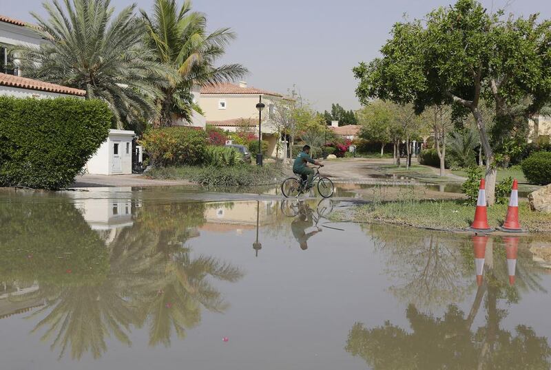Some streets in The Green Community West are still flooded following last week’s storm. Jeffrey E Biteng / The National