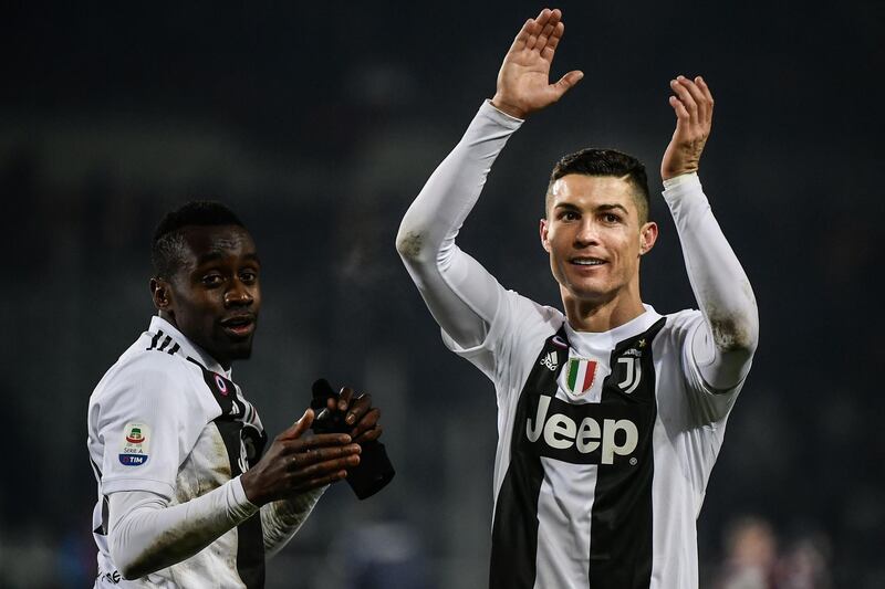 Cristiano Ronaldo and Blaise Matuidi celebrate after the final whistle. AFP