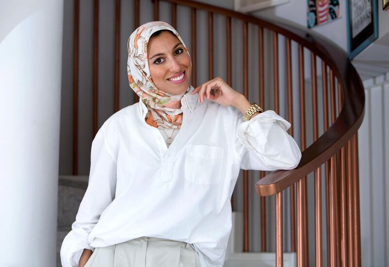 Dubai, United Arab Emirates- Melanie Elturk CEO of Haute Hijab, her brand is based in the United States but she produces her scarves locally in Ajman. Ruel Pableo for the National for Hafsa Lodi's story