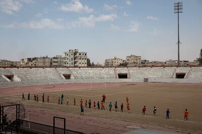©2021 Tom Nicholson. 03/03/2021. Raqqa, Syria. General view of Raqqa Stadium, where Political activist Maher Al Ayed, 35, was kept in a solitary confinement cell for five days by ISIS in 2014. The tenth anniversary of the Syrian Civil War will be marked on 15th March 2021. Photo credit : Tom Nicholson