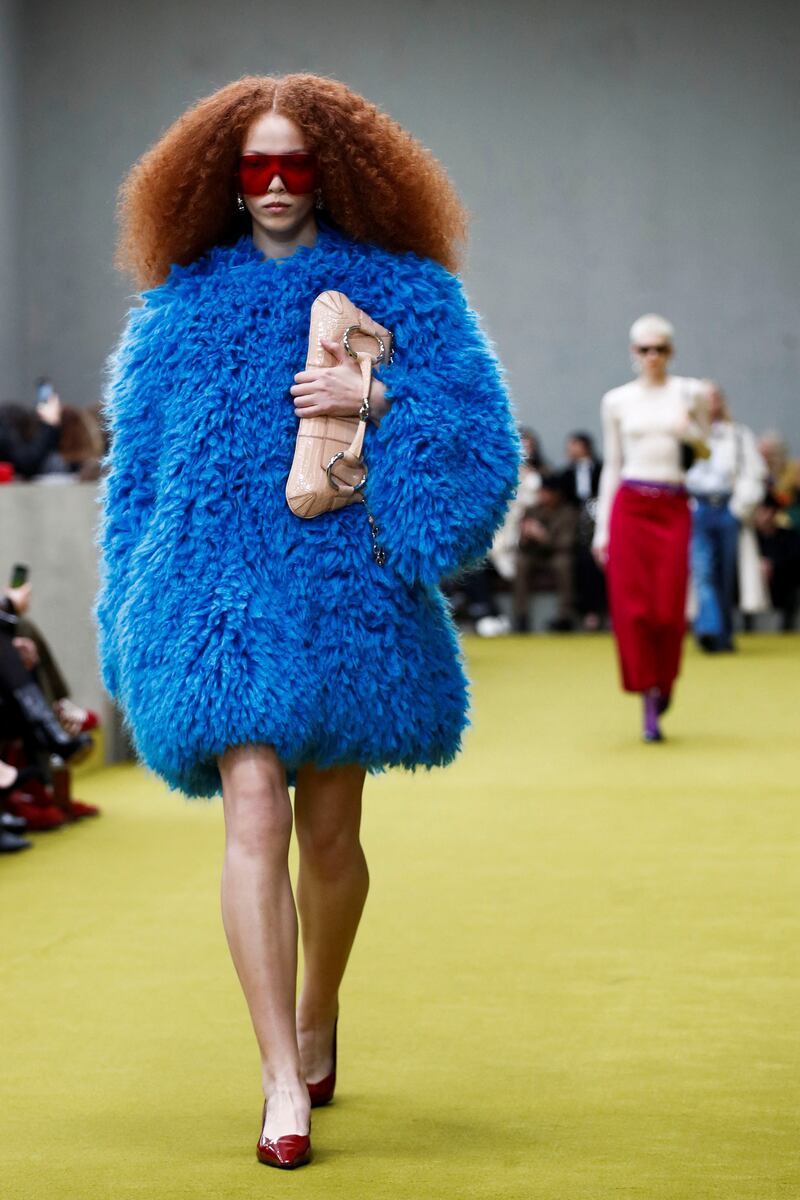 An oversized, shaggy coat at Gucci. Reuters