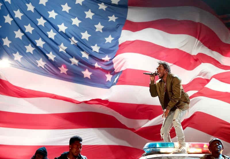 Kendrick Lamar performs during the 2015 BET Awards in Los Angeles, California. Photo by Christopher Polk / BET / Getty Images for BET