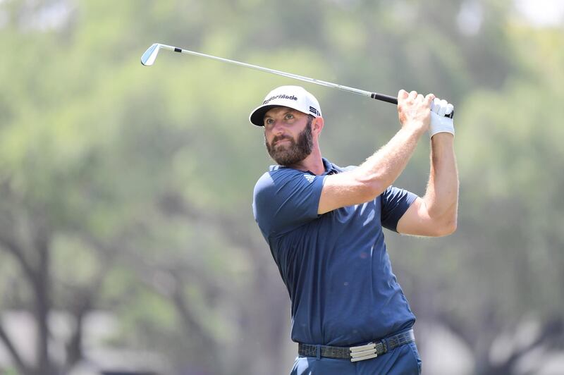 PALM HARBOR, FLORIDA - MAY 02: Dustin Johnson of the United States plays his shot from the 17th tee during the final round of the Valspar Championship on the Copperhead Course at Innisbrook Resort on May 02, 2021 in Palm Harbor, Florida.   Julio Aguilar/Getty Images/AFP
== FOR NEWSPAPERS, INTERNET, TELCOS & TELEVISION USE ONLY ==
