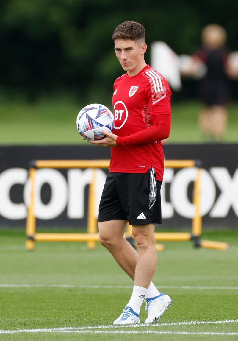 Wales' Harry Wilson trains for the Nations League match. Reuters