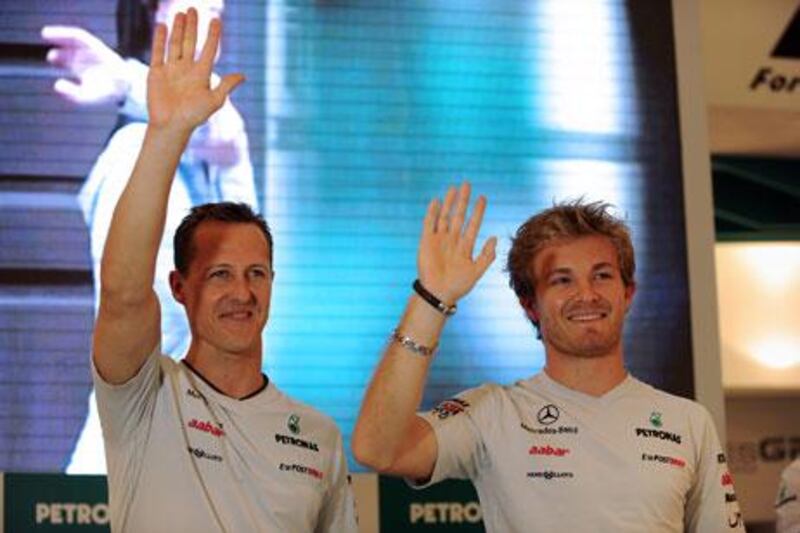 Nico Rosberg, right, has had the better of Michael Schumacher since they became teammates at Mercedes GP.