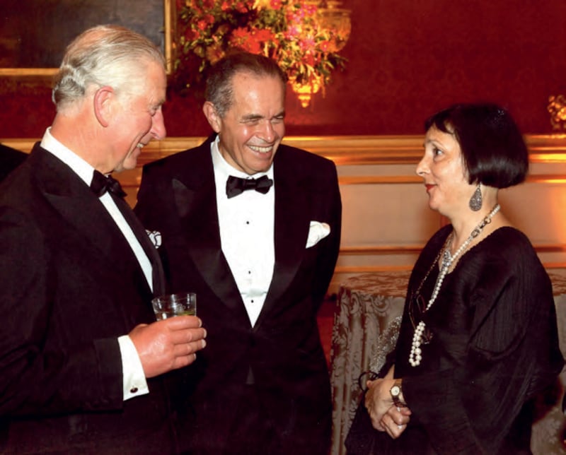 Mr Mansour and his wife Fafy with the then Prince of Wales, now King Charles III. Photo: Hawthorn