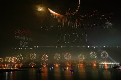 Ras Al Khaimah welcomed the New Year with a spectacular fireworks and a drone show. Photo: RAK Media Office