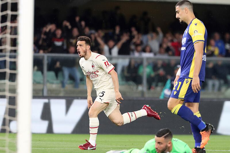 Alessandro Florenzi of AC Milan celebrates scoring to make it 3-1. AP