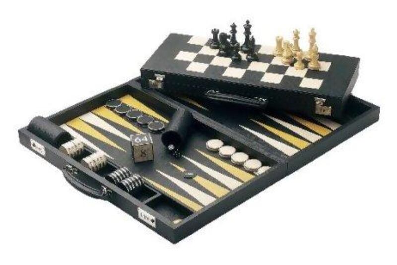 Geoffrey Parker Games bespoke travel backgammon and chess set