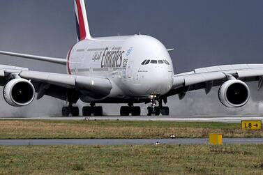 epa07368337 (FILE) - An Airbus A380-800 aircraft of UAE carrier Emirates taxies after landing at Duesseldorf International Airport in Duesseldorf, Germany, 18 January 2018 (reissued 14 February 2019). Airbus has announced that it will shut down production of the A380 superjumbo due to weaker than expected demand. The A380 was the worldâ€™s largest airliner. EPA/SASCHA STEINBACH