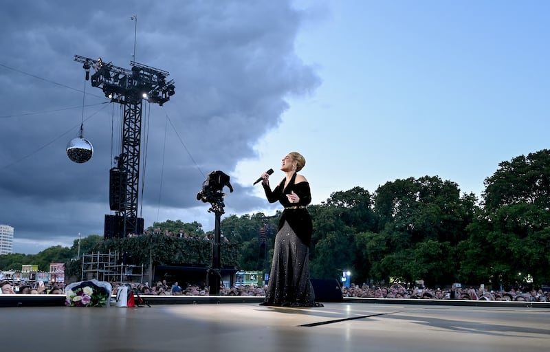Adele performs on stage in Hyde Park. Getty Images