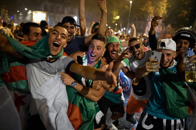 Algeria fans celebrate their country's second Afcon title in Lyon, France. AFP