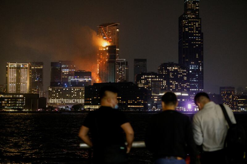 The blaze was visible from across the harbour. Reuters
