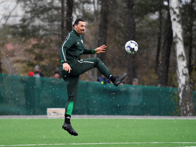 Zlatan Ibrahimovic at Arsta IP in Stockholm. Reuters