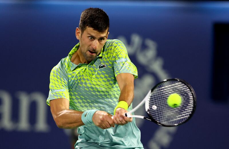 Novak Djokovic in action during his match against Tomas Machac. Reuters