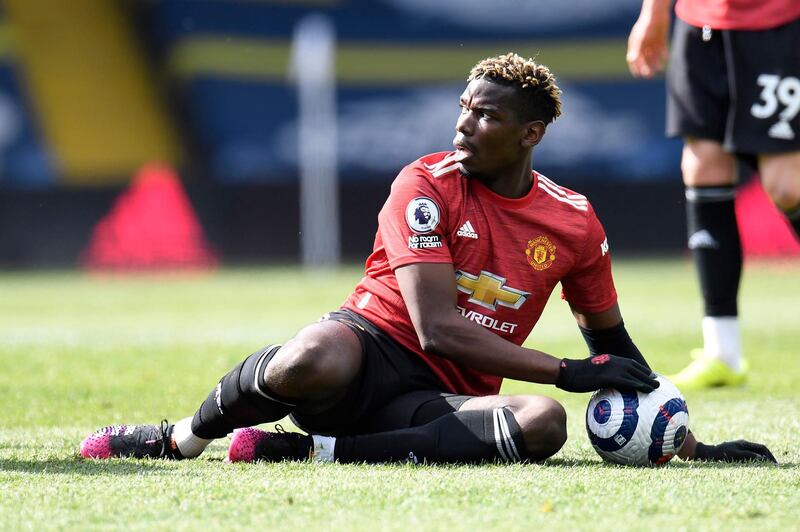 Manchester United's Paul Pogba on the ground. Reuters