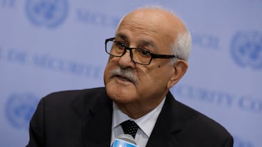 Palestinian ambassador to the UN Riyad Mansour, before a Security Council meeting in New York in October. EPA