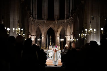 Bishop Philippe Marsset leads a midnight Mass for Christmas at the Saint-Germain l’Auxerrois church in Paris, France, 25 December 2019. EPA