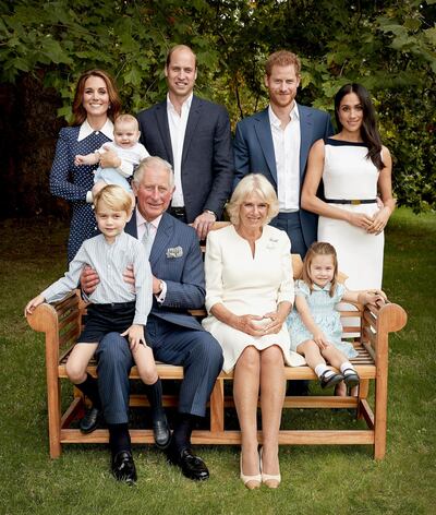 ***BESTPIX*** LONDON, UNITED KINGDOM - SEPTEMBER 5: (NO SALES. Strictly for editorial use only and available until December 12th 2018) In this handout image provided by Clarence House, HRH Prince Charles Prince of Wales poses for an official portrait to mark his 70th Birthday in the gardens of Clarence House, with Their Royal Highnesses Camilla Duchess of Cornwall, Prince Willliam Duke of Cambridge, Catherine Duchess of Cambridge, Prince George, Princess Charlotte, Prince Louis, Prince Harry Duke of Sussex and Meghan Duchess of Sussex, on September 5, 2018 in London, England.  (Photo by Chris Jackson / Clarence House via Getty Images)