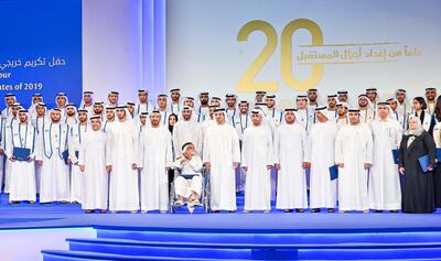 Sheikh Mansour bin Zayed praised 90 Emirati students who have sought academic success overseas. Courtesy Wam