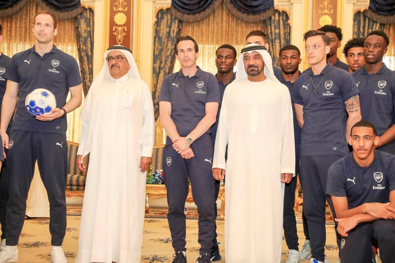 Arsenal players in Dubai. Courtesy Al Nasr