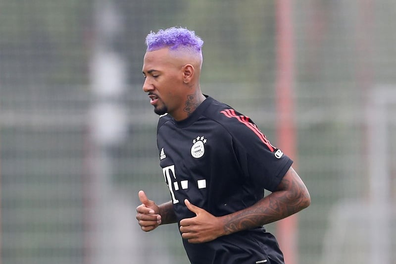 Jerome Boateng sports a new hair cut and colour during training. Getty Images