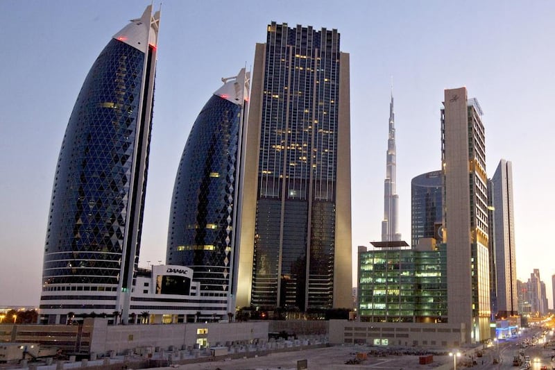 DIFC: Dh1,683 per square foot — down 3.0 per cent in September, up 3.1 per cent in August, up 0.3 per cent in July, down 0.5 per cent in June, up 2.5 per cent in May, up 1.2 per cent in April. Jeff Topping / The National