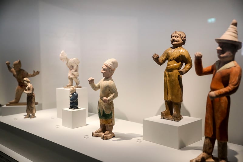 Terracotta figures based on characters one would meet along the Silk Road. Khushnum Bhandari / The National