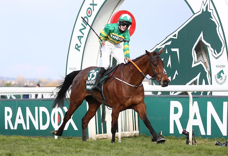 Minella Times, ridden by Rachael Blackmore, wins the , Grand National at Aintree. PA