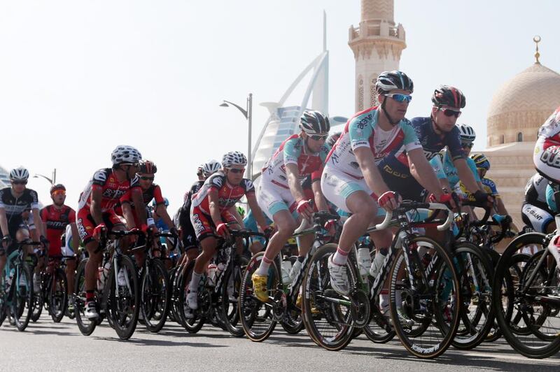 A view of the peloton during the 2014 Dubai Tour. Christopher Pike / The National
