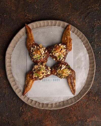 Adobo chicken wings at Orfali Bros Bistro, which won top honours on Mena's 50 Best Restaurants list. Photo: Orfali Bros Bistro