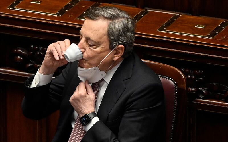 Departing Italian Prime Minister Mario Draghi contracted the virus that causes Covid-19 in April 2022. EPA