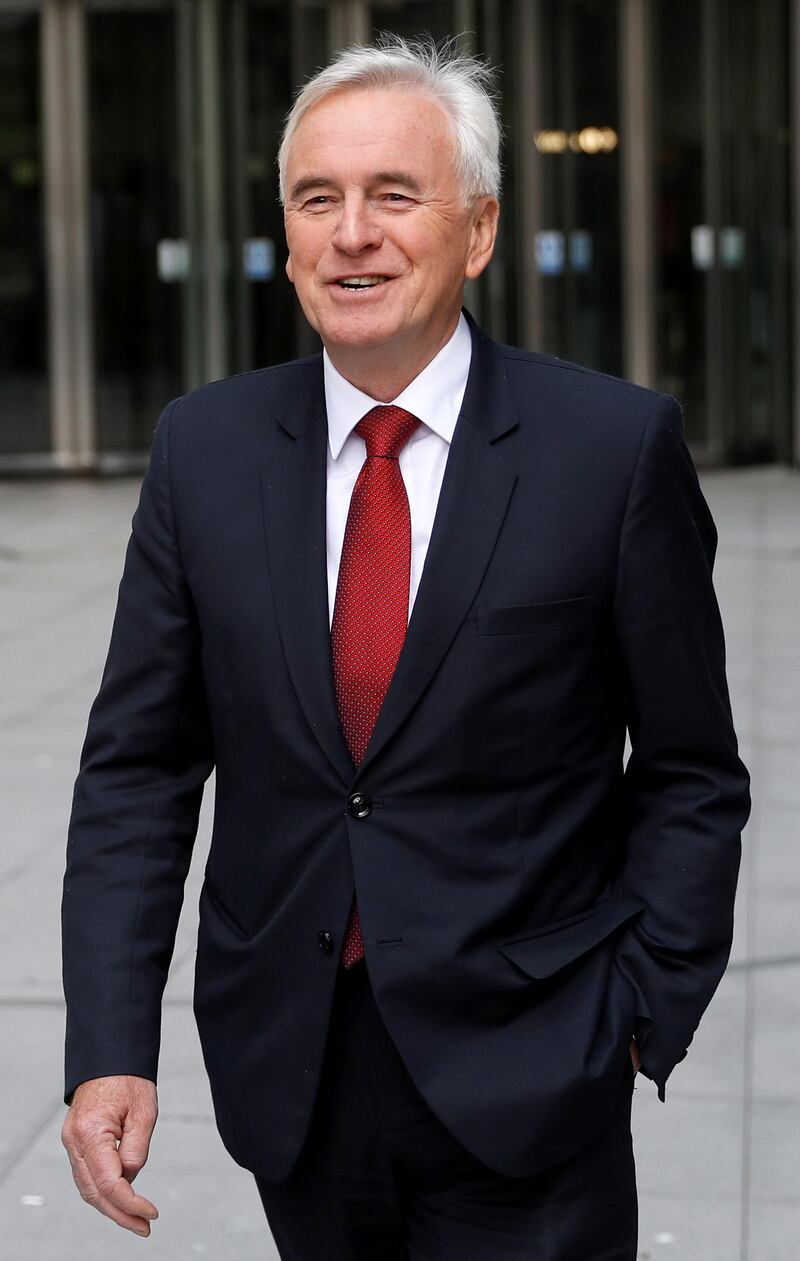 British Labour MP John McDonnell leaves the BBC studios in London, Britain September 8, 2019. REUTERS/Peter Nicholls