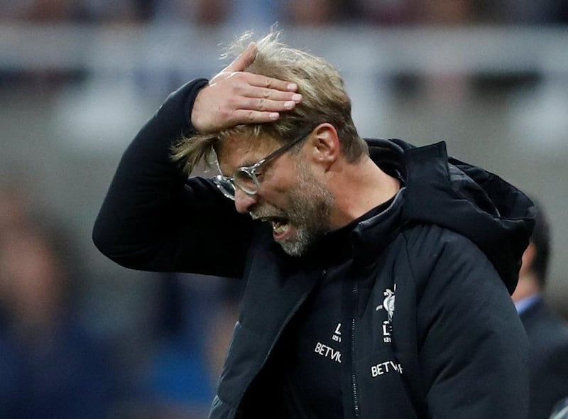 Soccer Football - Premier League - Newcastle United vs Liverpool - St James��� Park, Newcastle, Britain - October 1, 2017   Liverpool manager Juergen Klopp   Action Images via Reuters/Carl Recine  EDITORIAL USE ONLY. No use with unauthorized audio, video, data, fixture lists, club/league logos or "live" services. Online in-match use limited to 75 images, no video emulation. No use in betting, games or single club/league/player publications. Please contact your account representative for further details.