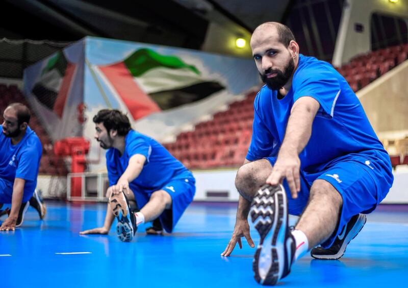 Abu Dhabi, United Arab Emirates, February 28, 2019.  -- Special Olympics training at Al Ain.   UAE Team Volleyball practice session.
Victor Besa/The National
Section:  NA
Reporter:  Shireena Al Nowais