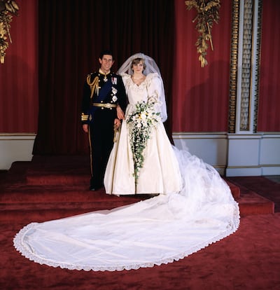 Diana, Princess of Wales and Prince Charles pose for the official photograph by Lord Lichfield in Buckingham Palace at their wedding on July 29, 1981 in St Pauls Cathedral, London. Getty Images 